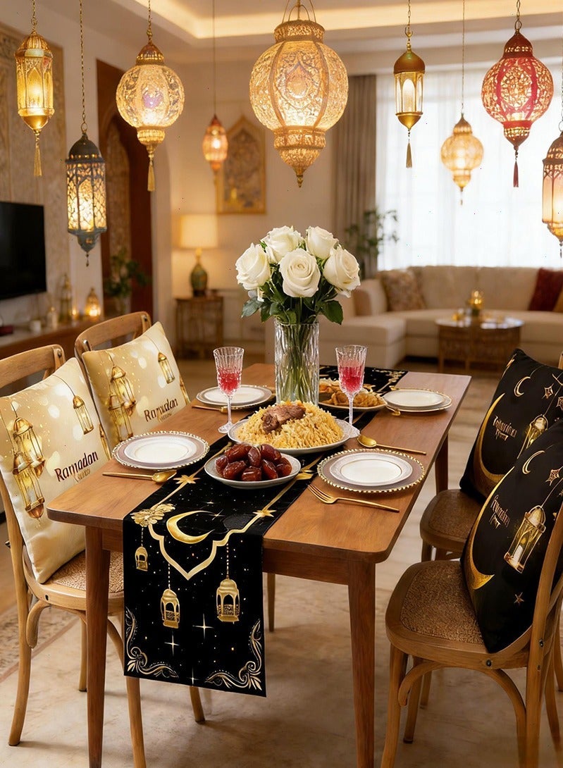 Topyich Ramadan Table Runner, Ramadan Decorations, Ramadan Pillow Covers, Ramadan Table Decoration with Table Runner and 4 PCS Decorative Pillow Covers - Image 1